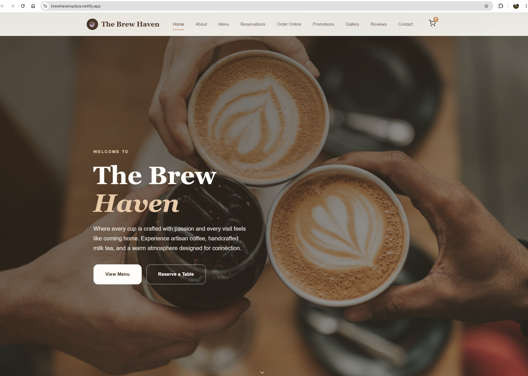 Brew haven Cafe website preview