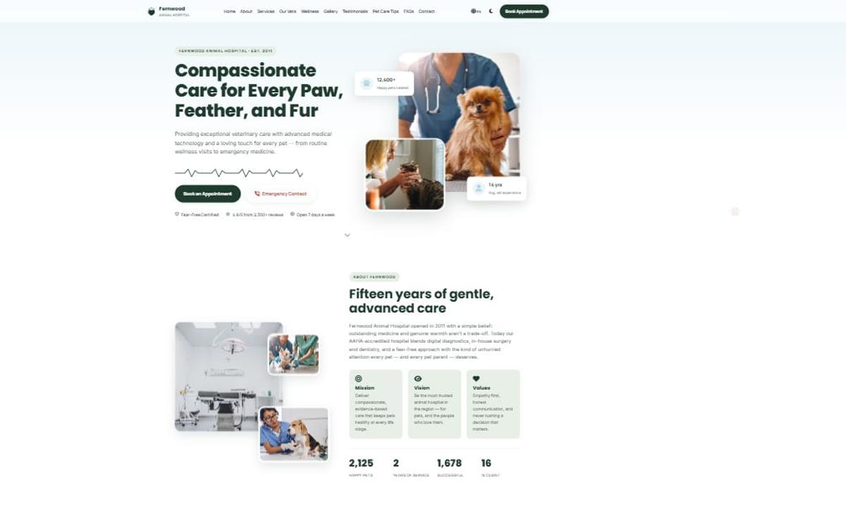 Fernwood Animal Hospital website preview